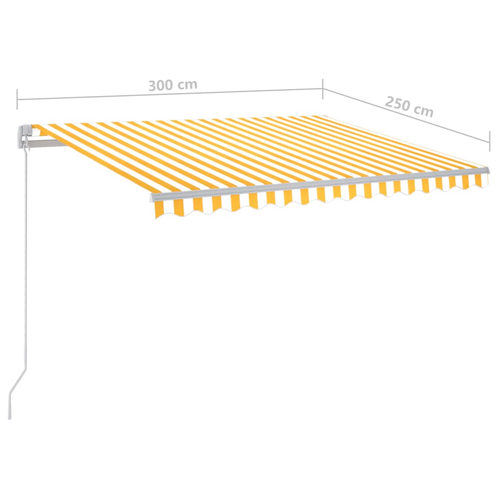 vidaXL Sisäänkelattava markiisi LEDillä 300x250cm keltavalkoinen