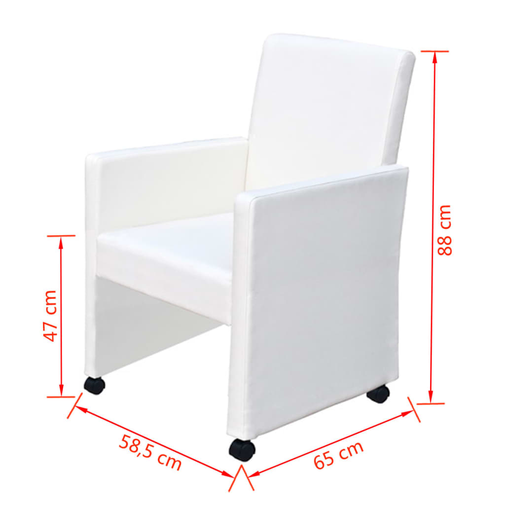 vidaXL Ruokapöydän tuolit 6 kpl valkoinen keinonahka