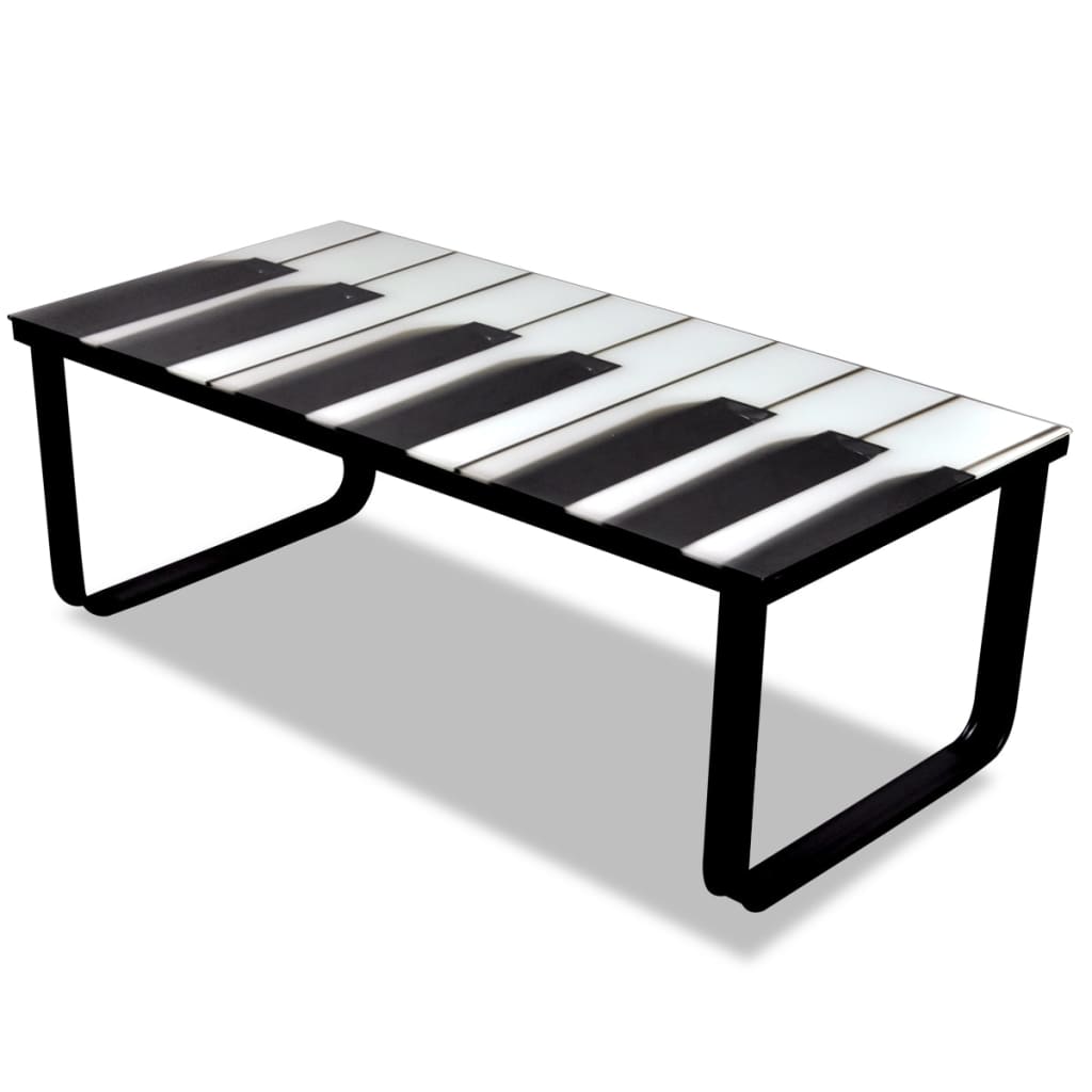 vidaXL Sohvapöytä lasisella pöytälevyllä ja pianokuviolla