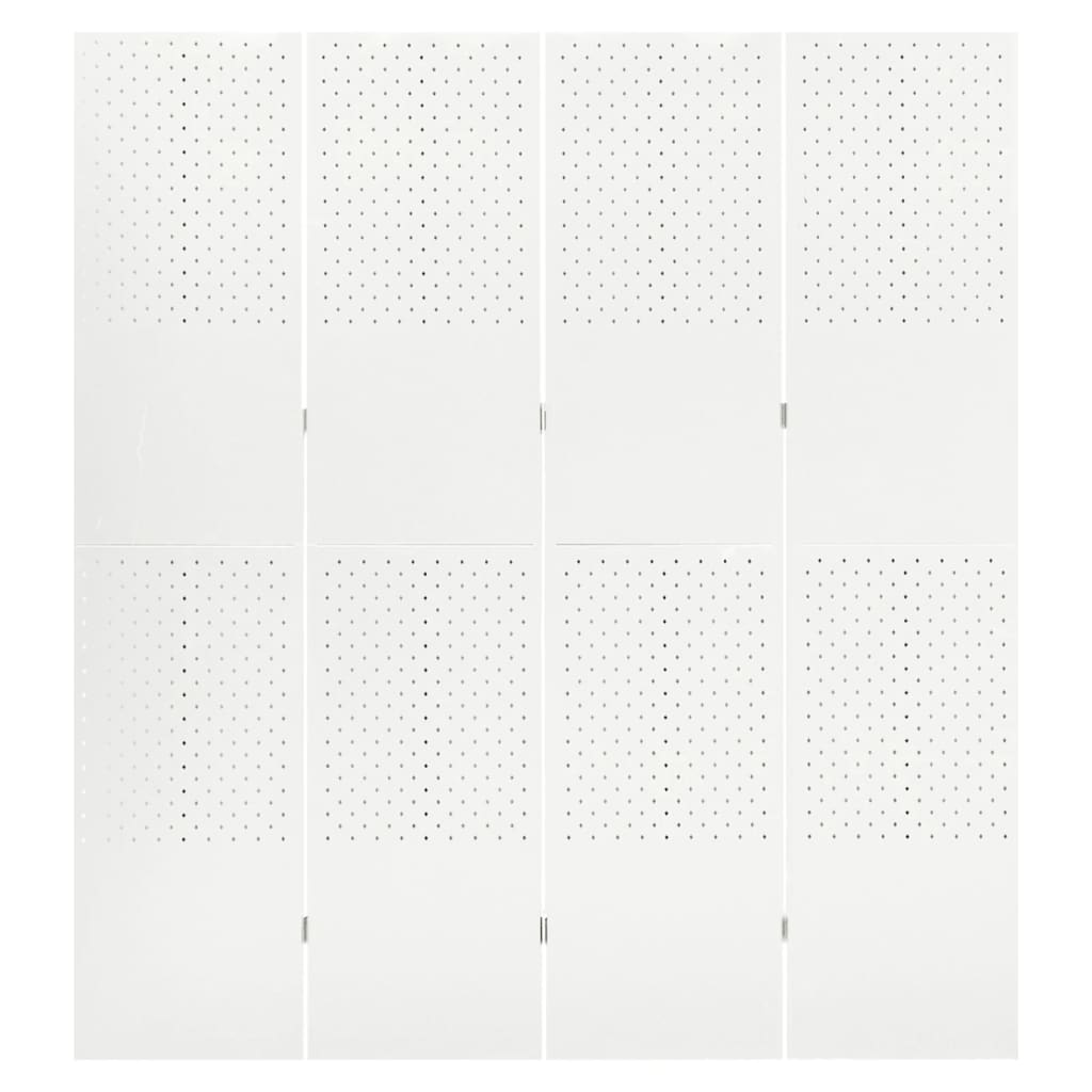 vidaXL 4-Paneelinen tilanjakaja 160x180 cm valkoinen teräs