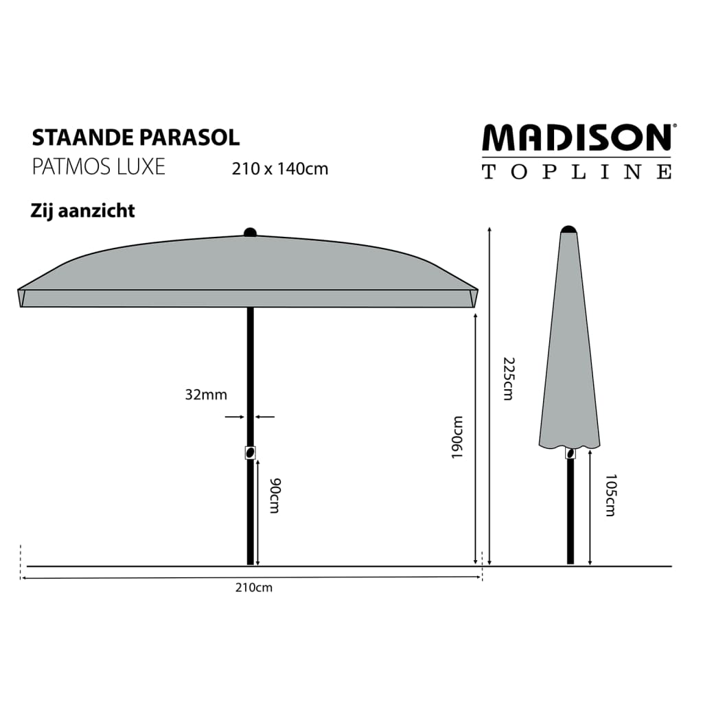 Madison Päivänvarjo Patmos Luxe suorakaide 210x140 cm tiilenpunainen