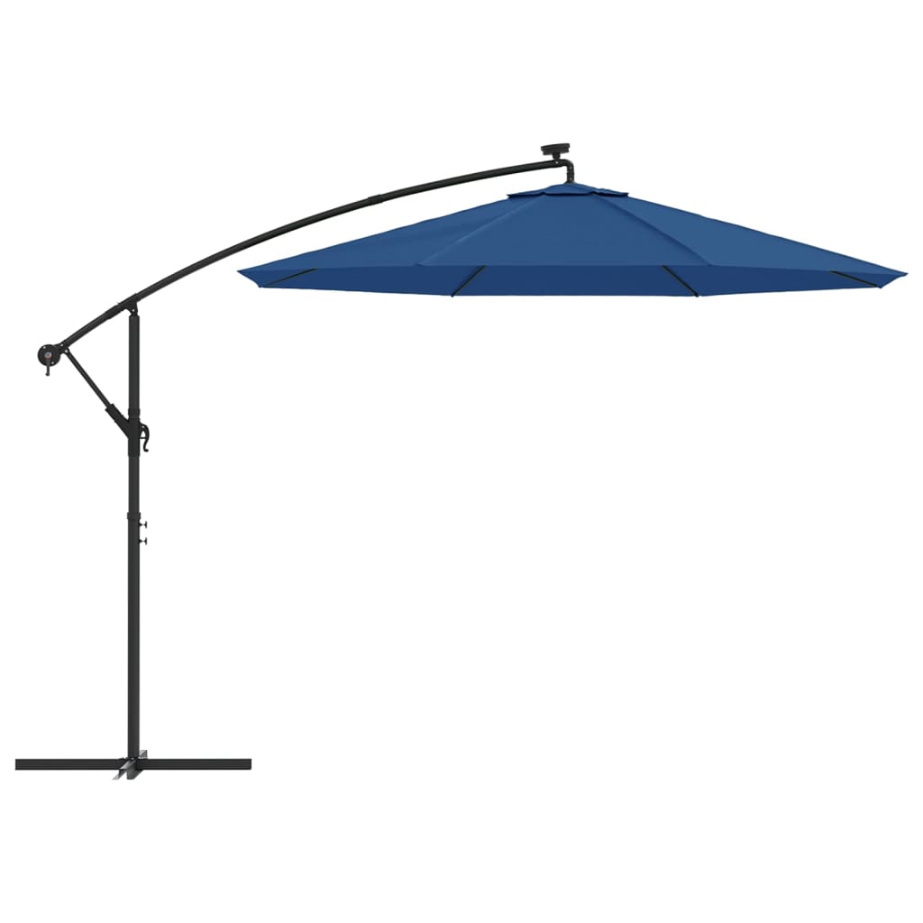 vidaXL Aurinkovarjo LED-valoilla ja teräspylväällä 300 cm sininen