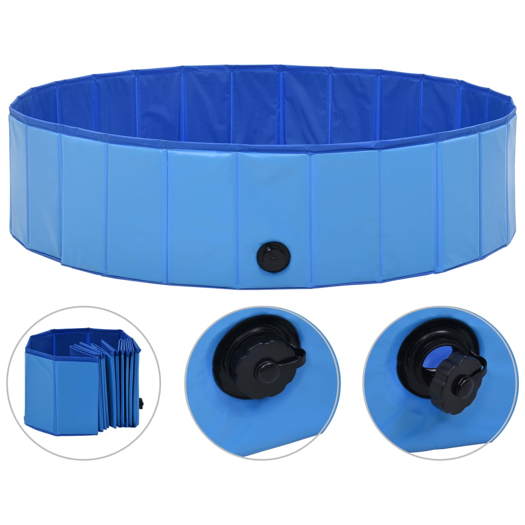 vidaXL Kokoontaitettava koiran uima-allas sininen 120x30 cm PVC