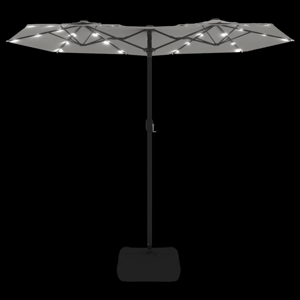 vidaXL Kaksipäinen aurinkovarjo LED-valot hiekka valkoinen 316x240 cm