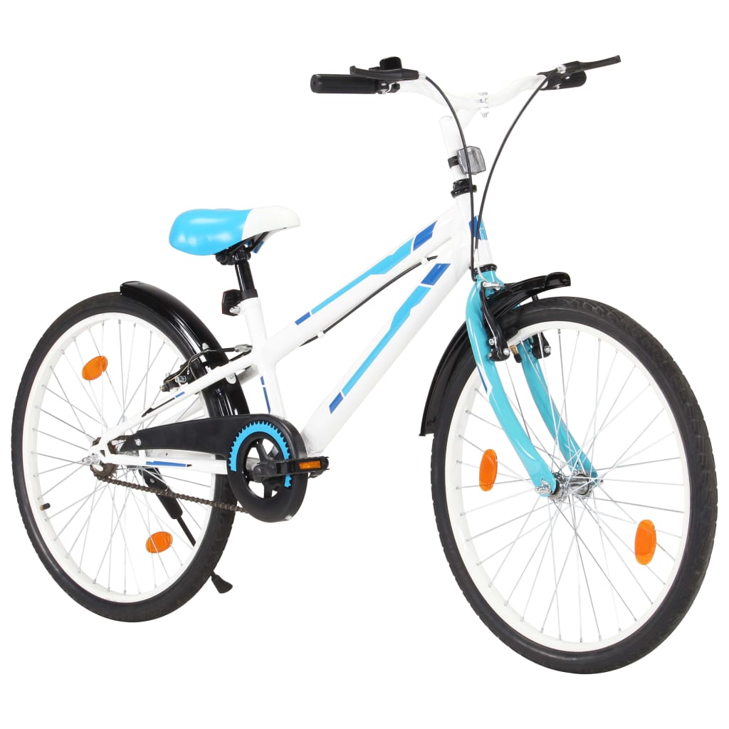 vidaXL Lasten pyörä 24" sininen ja valkoinen