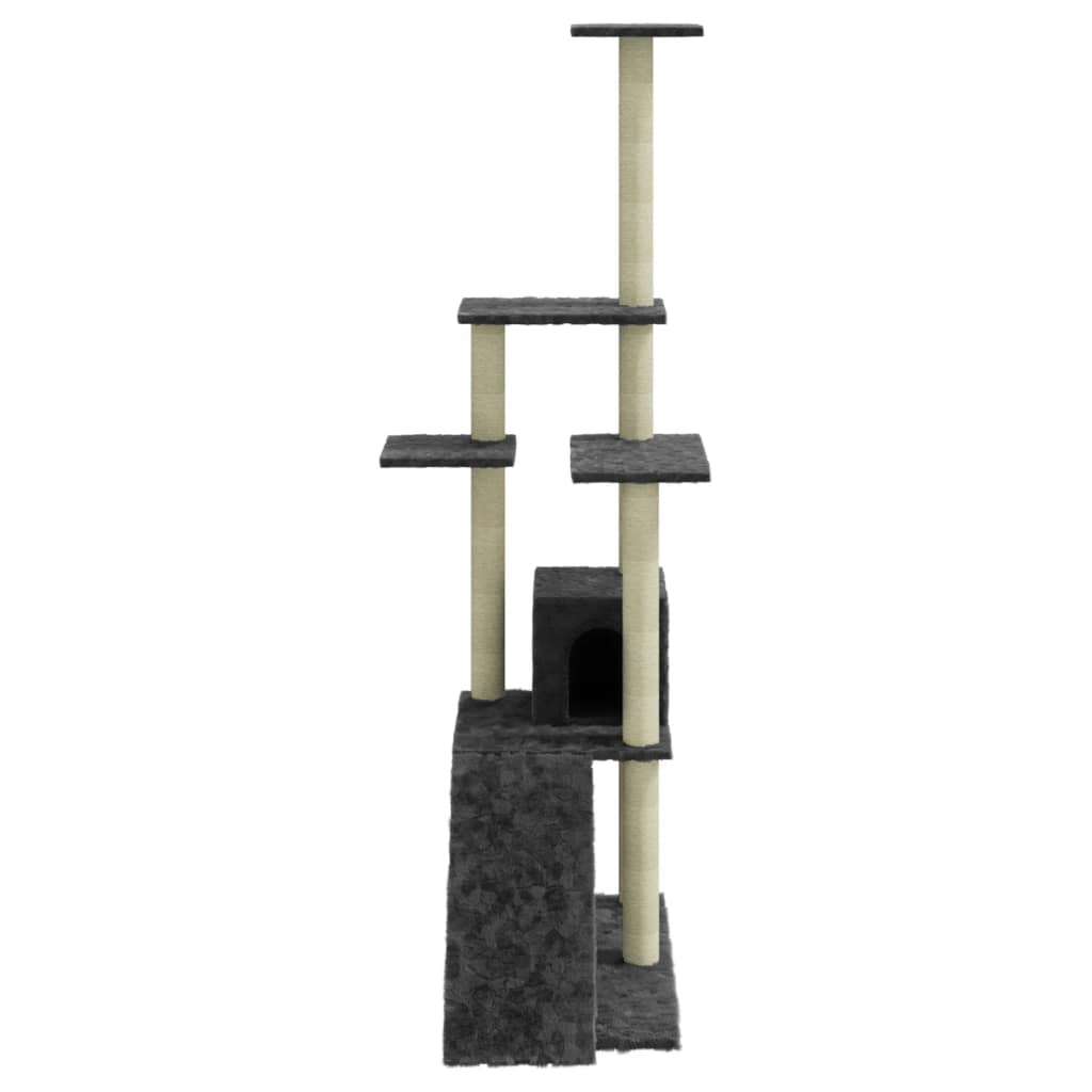 vidaXL Kissan kiipeilypuu sisal- raapimispylväillä tummanharmaa 155 cm