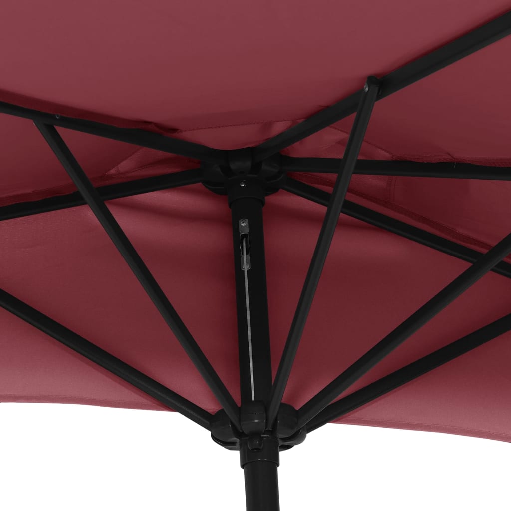 vidaXL Aurinkovarjo alumiinitanko viininpunainen 270x144x222 cm