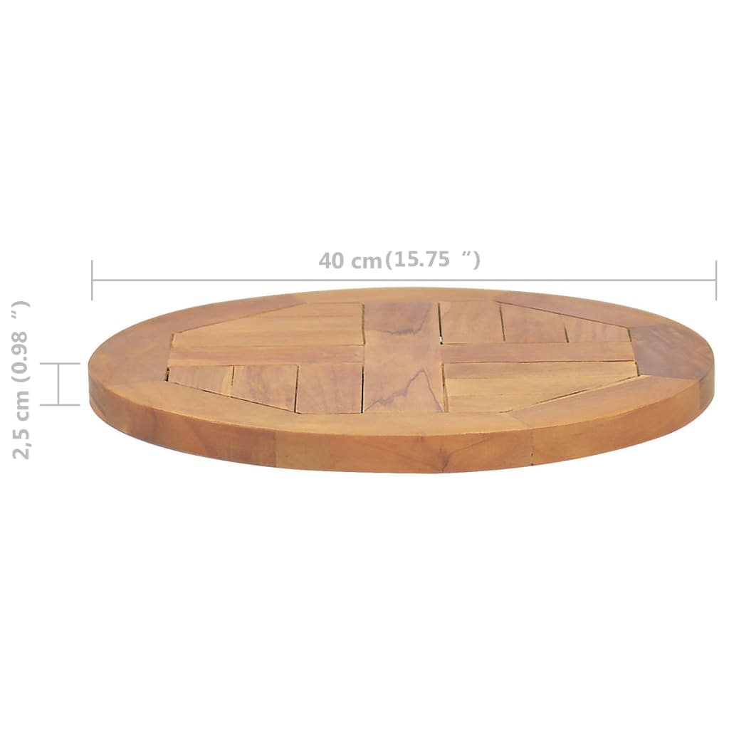 vidaXL Pöytälevy täysi tiikki pyöreä 2,5 cm 40 cm