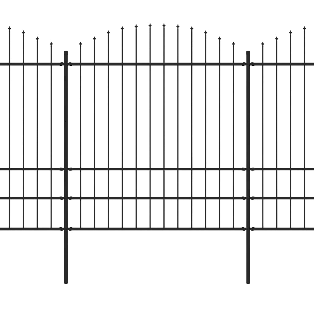 vidaXL Puutarha-aita keihäskärjillä teräs (1,75-2)x3,4 m musta