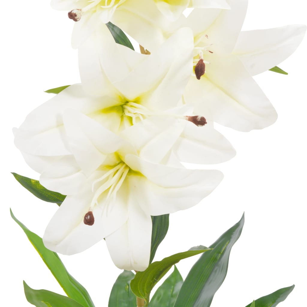 vidaXL Tekokukka ruukulla lilja valkoinen 65 cm