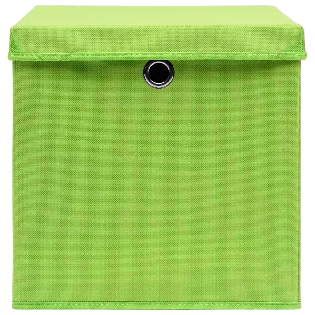 vidaXL Säilytyslaatikot kansilla 10 kpl vihreä 32x32x32 cm kangas