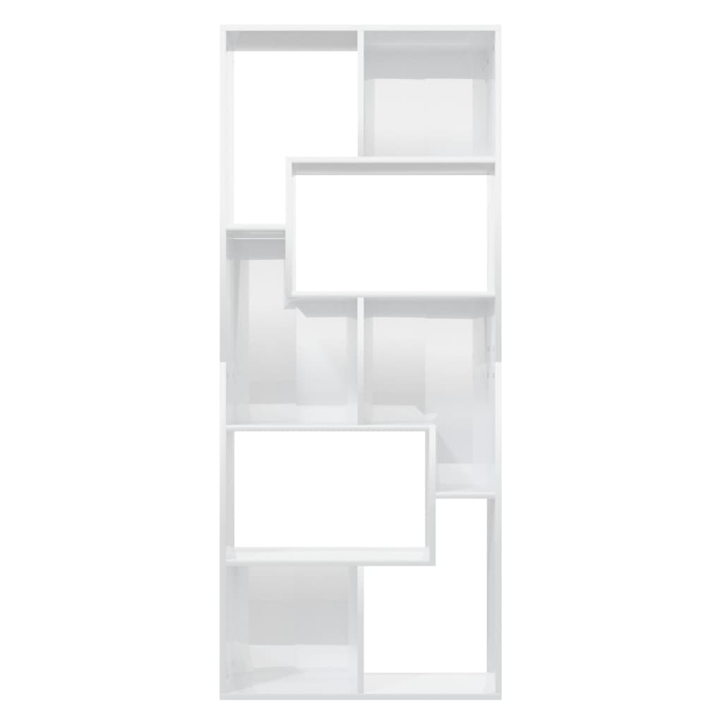 vidaXL Kirjahylly korkeakiilto valkoinen 67x24x161 cm lastulevy