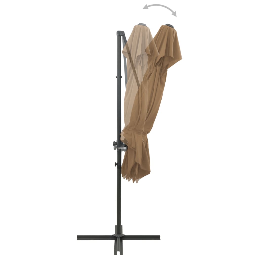vidaXL Riippuva aurinkovarjo tuplakatolla harmaanruskea 250x250 cm