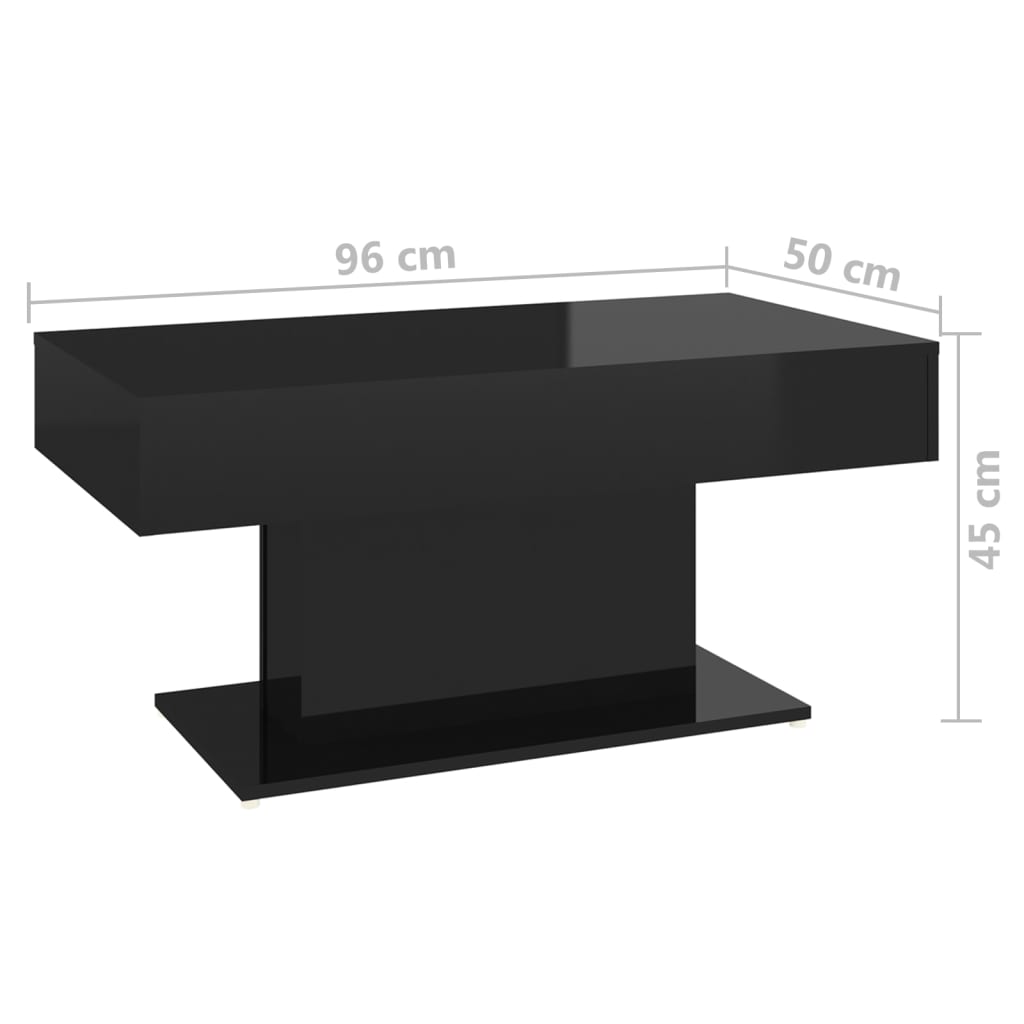 vidaXL Sohvapöytä korkeakiilto musta 96x50x45 cm lastulevy