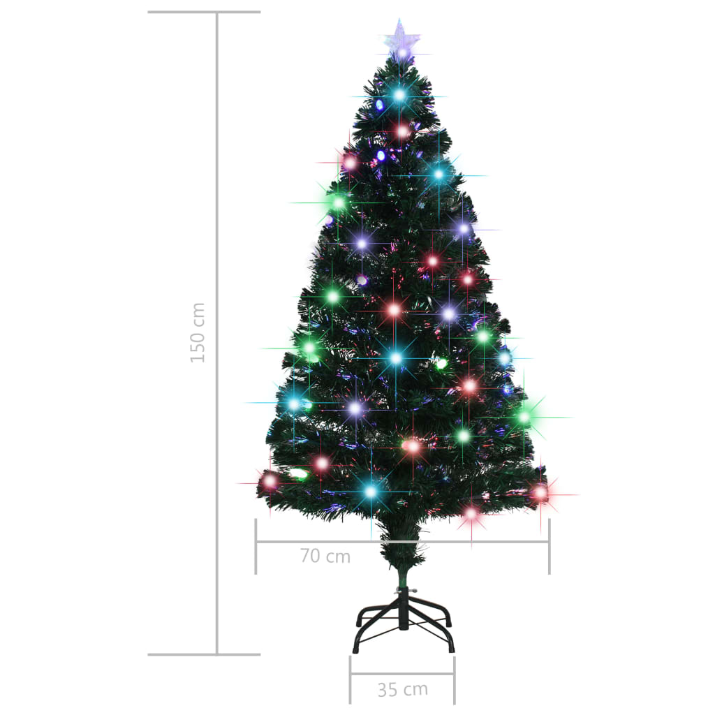 vidaXL Esivalaistu joulukuusi jalustalla 150 cm kuituoptiikka