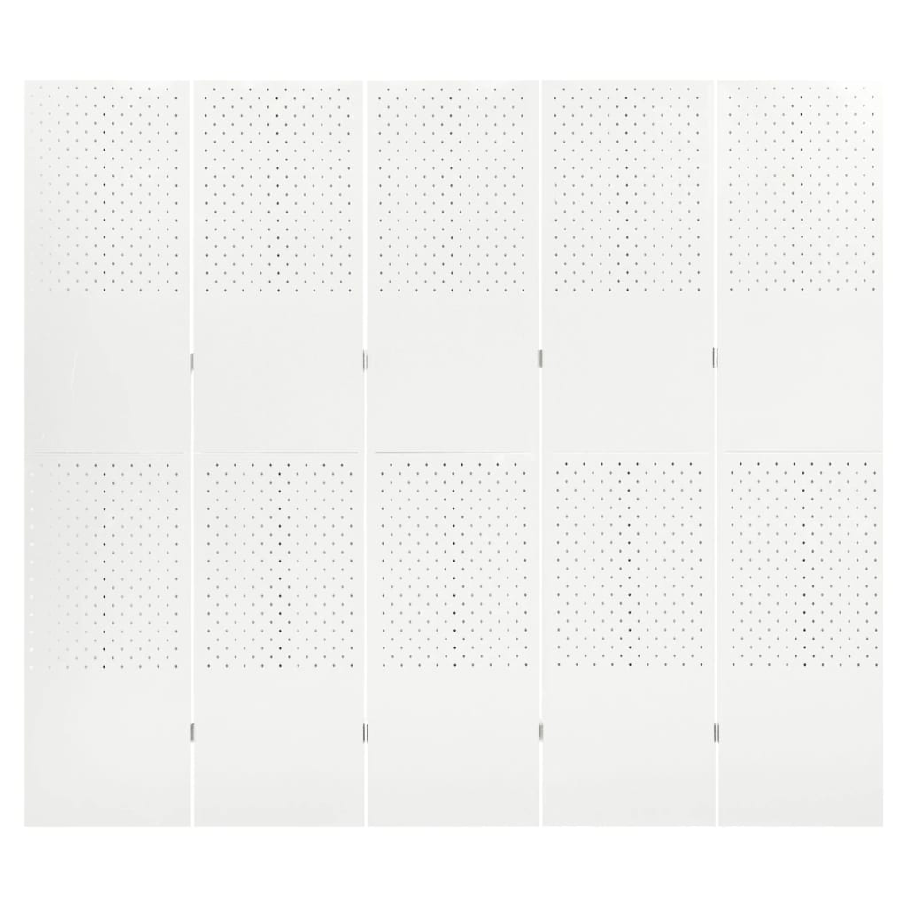 vidaXL 5-Paneelinen tilanjakaja 200x180 cm valkoinen teräs