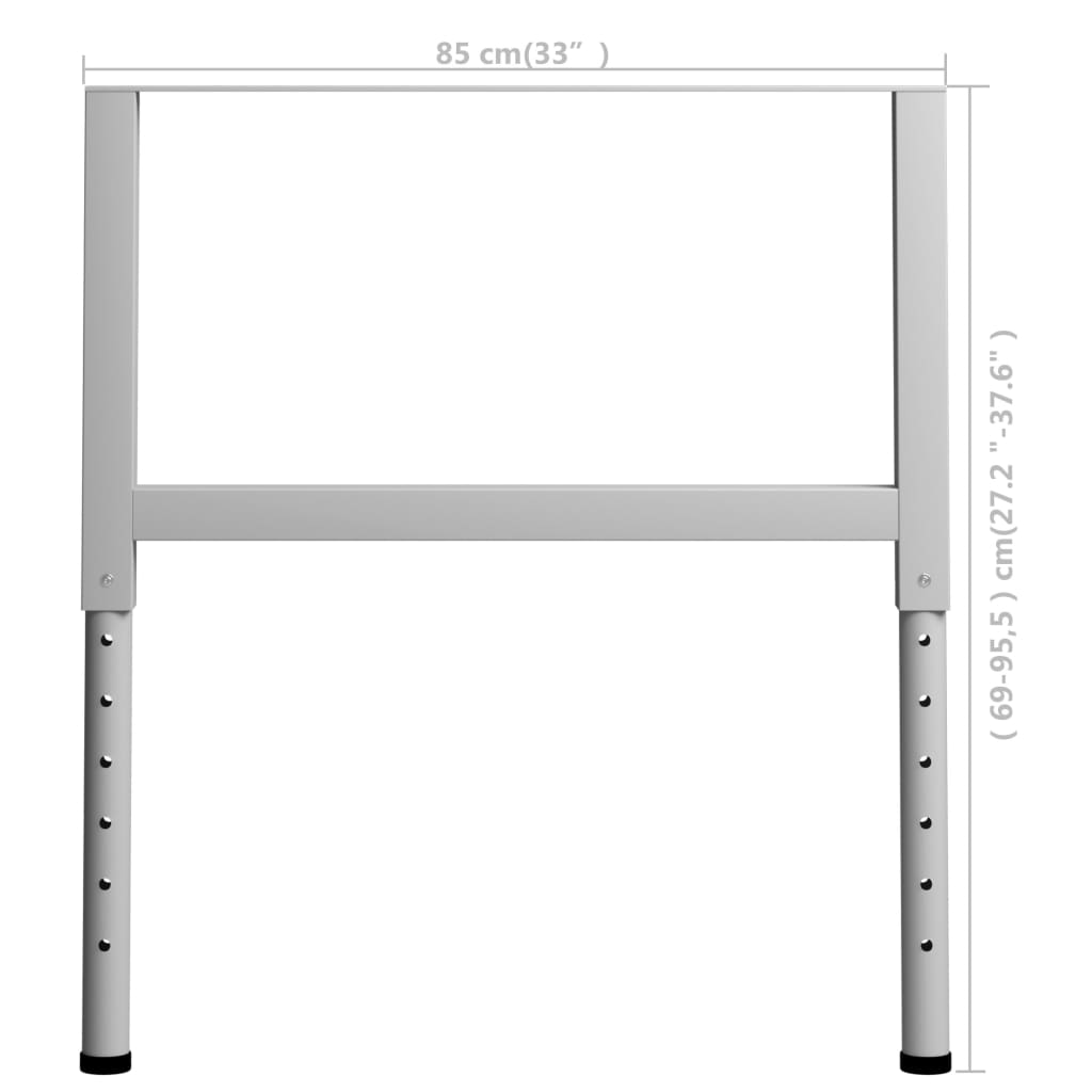 vidaXL Säädettävät työpöydän rungot 2kpl metalli 85x(69-95,5) cm harmaa