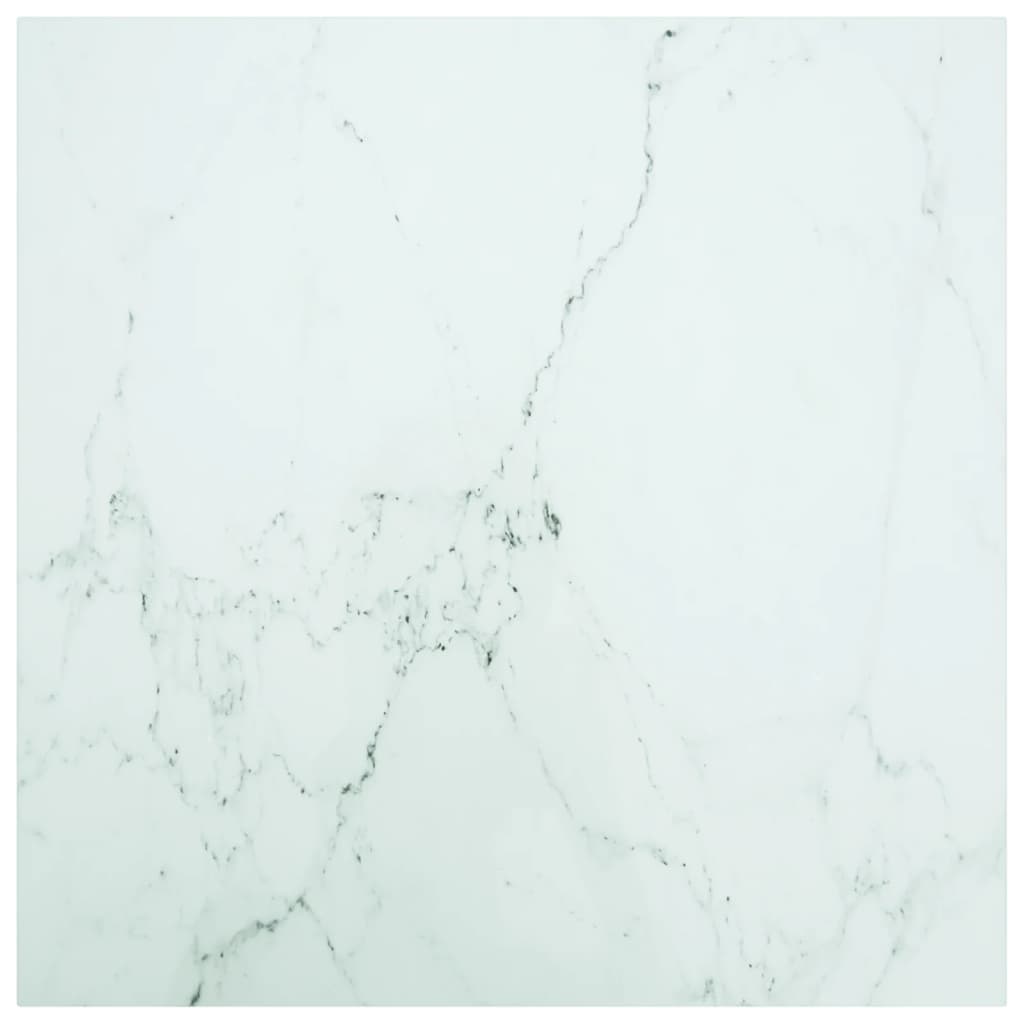 vidaXL Pöytälevy valkoinen 80x80 cm 6 mm karkaistu lasi marmorikuvio