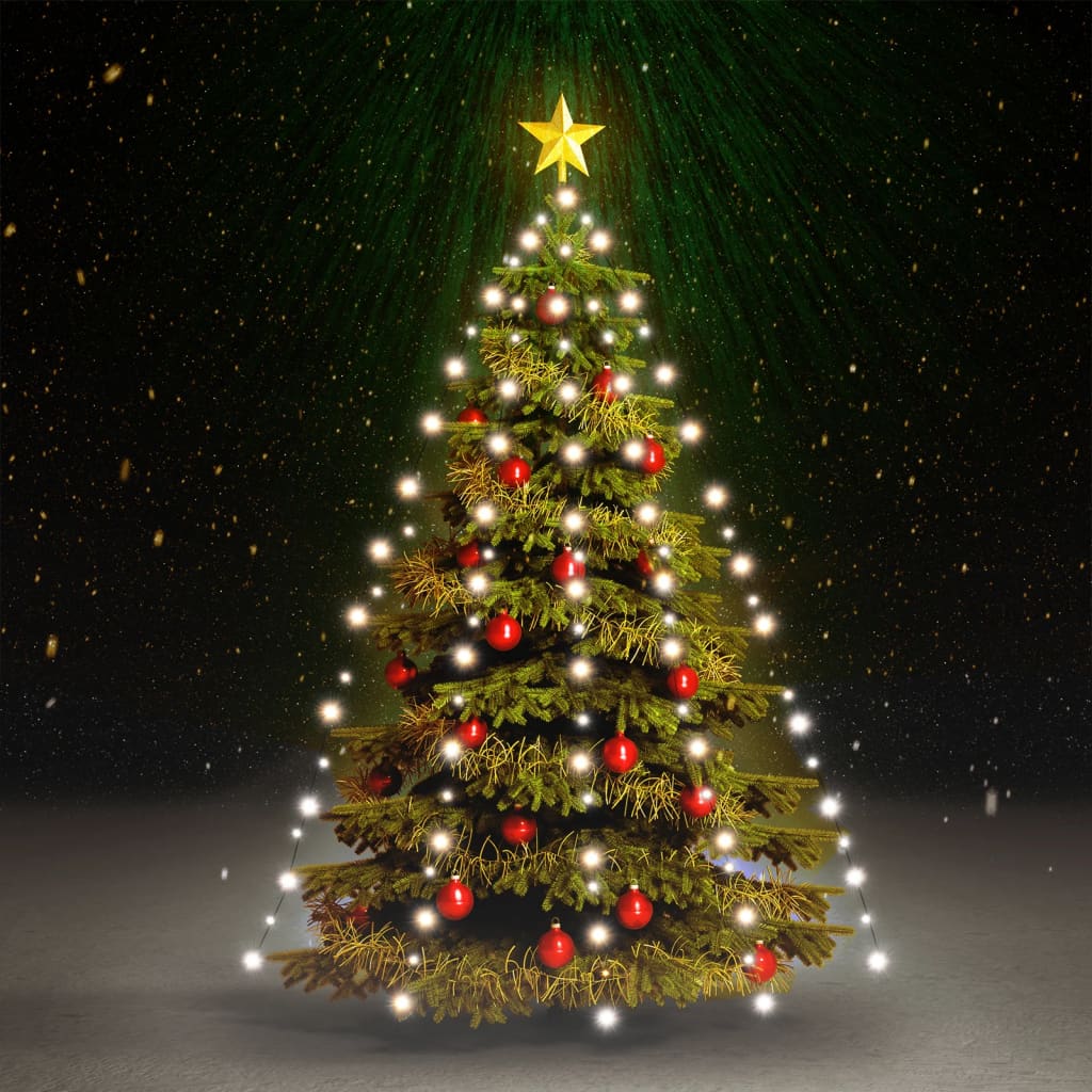 vidaXL Joulukuusen valoverkko 180 LED-valoa kylmä valkoinen 180 cm