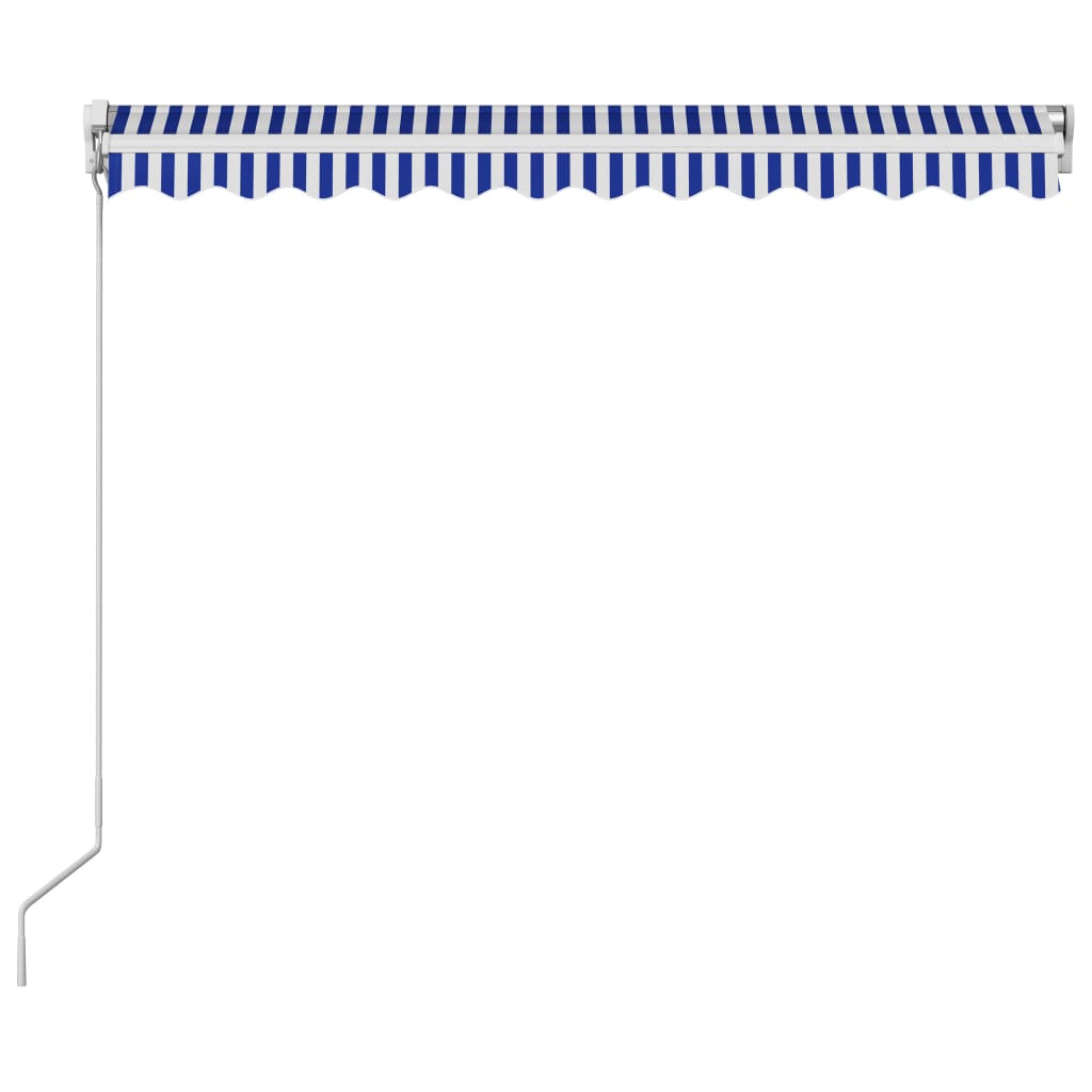vidaXL Manuaalisesti sisäänkelattava markiisi 350x250 cm sinivalkoinen