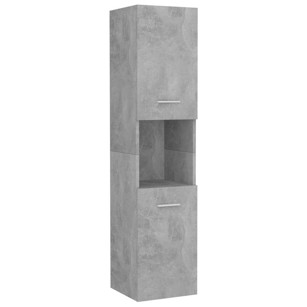 vidaXL Kylpyhuonekaappi betoninharmaa 30x30x130 cm lastulevy