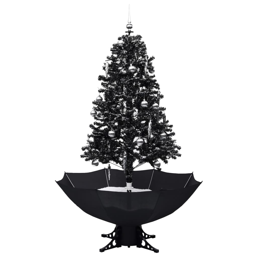 vidaXL Lunta satava joulukuusi sateenvarjopohjalla musta 170 cm PVC