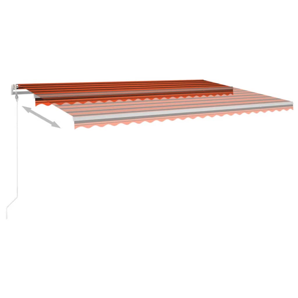 vidaXL Sisäänkelattava markiisi LED/tuulisens. 500x300cm oranssiruskea