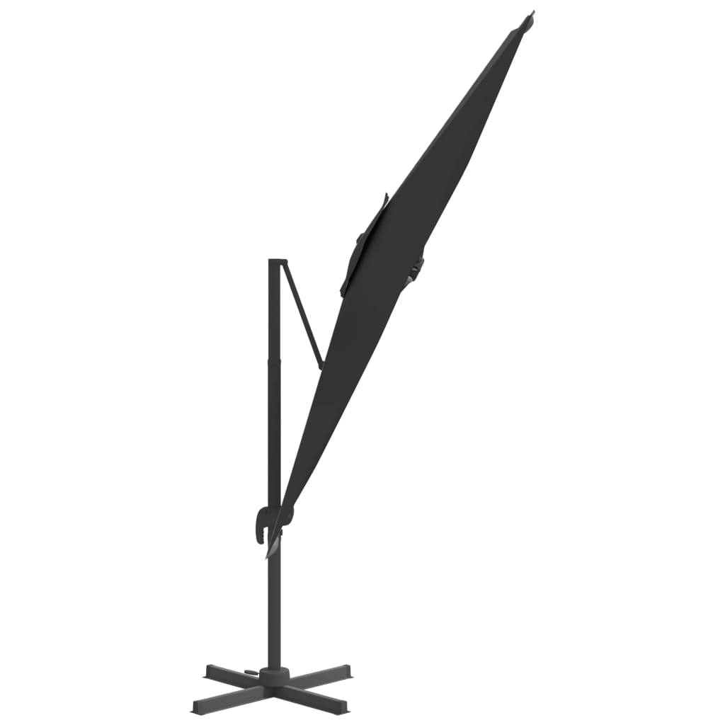 vidaXL Riippuva aurinkovarjo alumiinipylväällä musta 300x300 cm