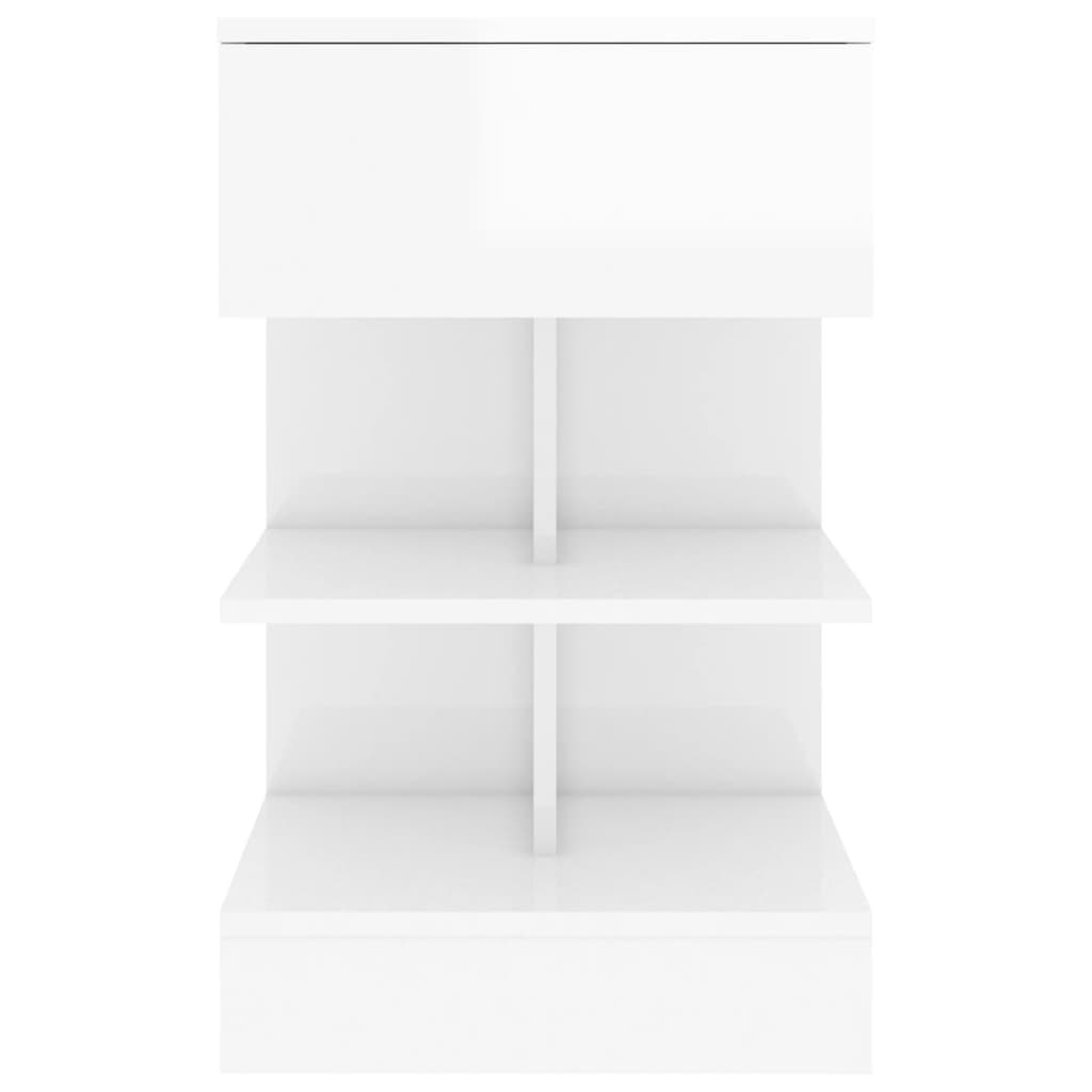 vidaXL Yöpöydät 2 kpl korkeakiilto valkoinen 40x35x65 cm