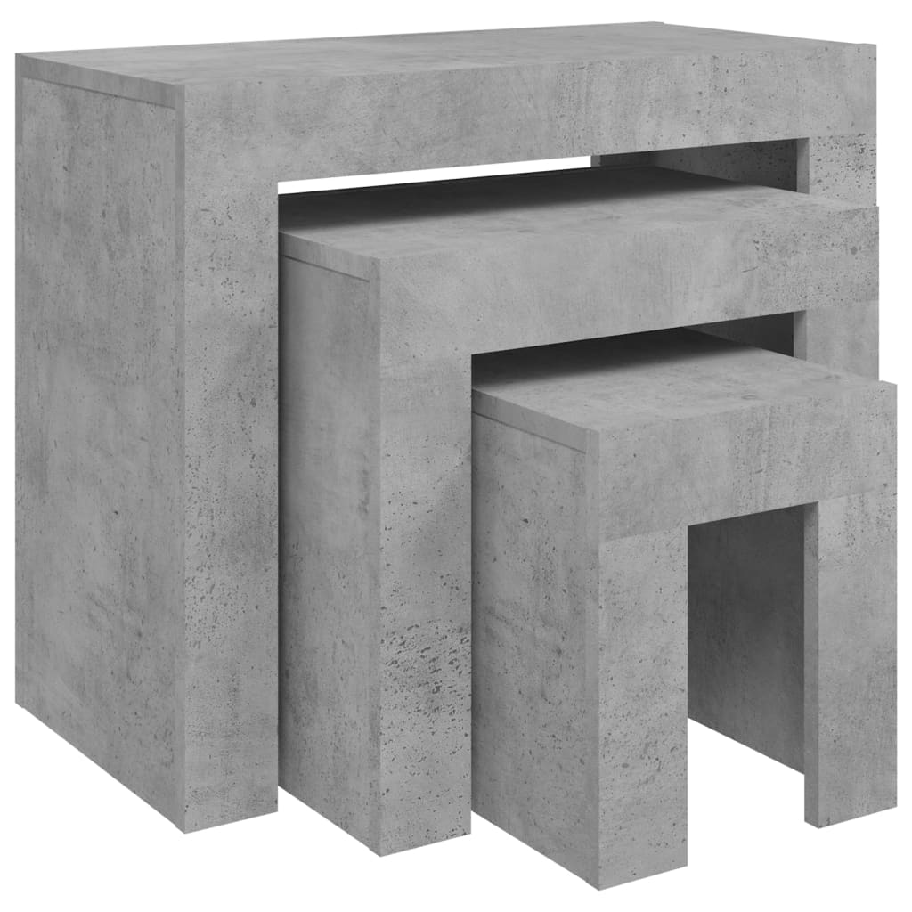 vidaXL Sarjasohvapöydät 3 kpl betoninharmaa lastulevy