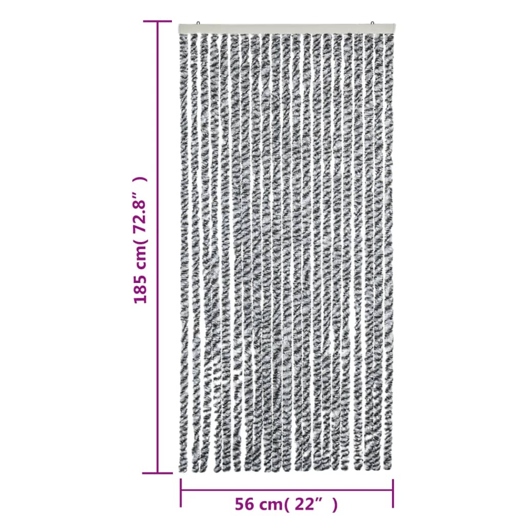 vidaXL Hyönteisverho harmaa ja mustavalkoinen 56x185 cm chenille