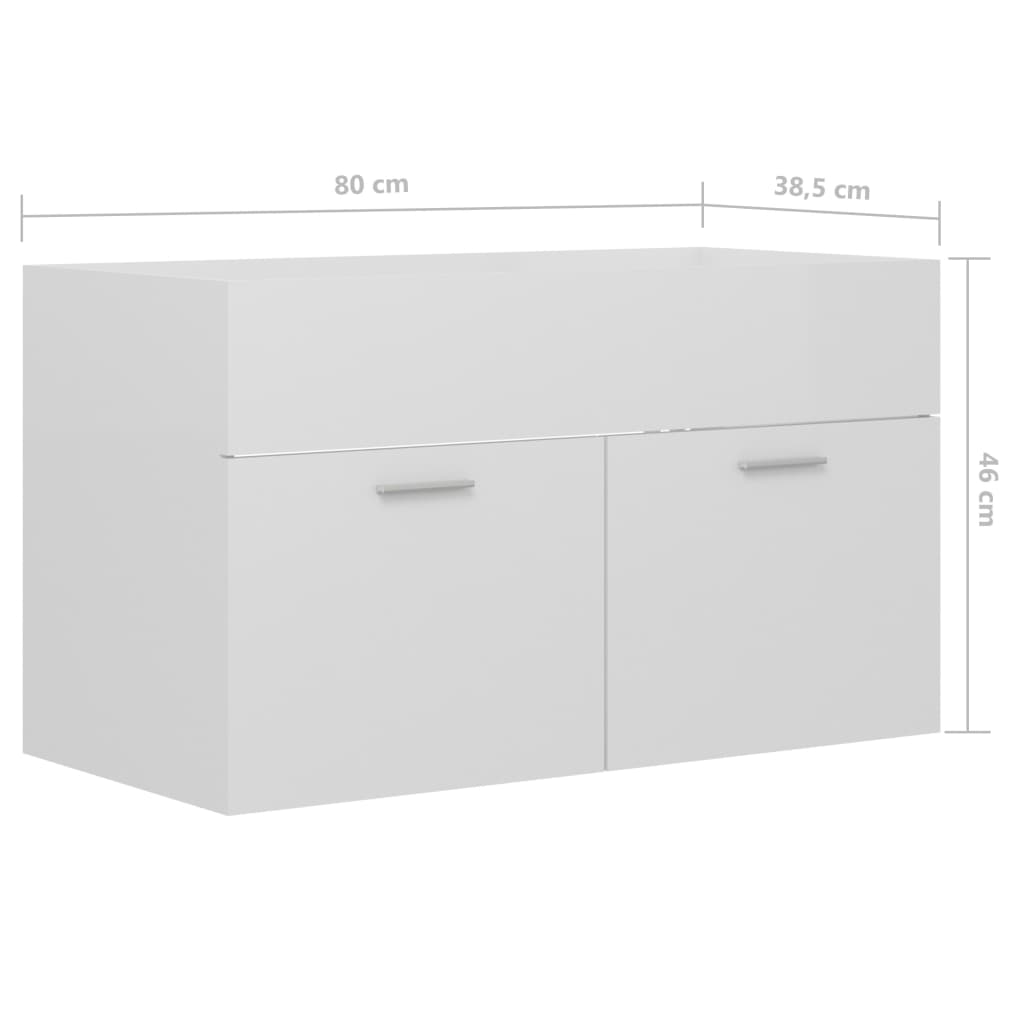 vidaXL Allaskaappi korkeakiilto valkoinen 80x38,5x46 cm lastulevy