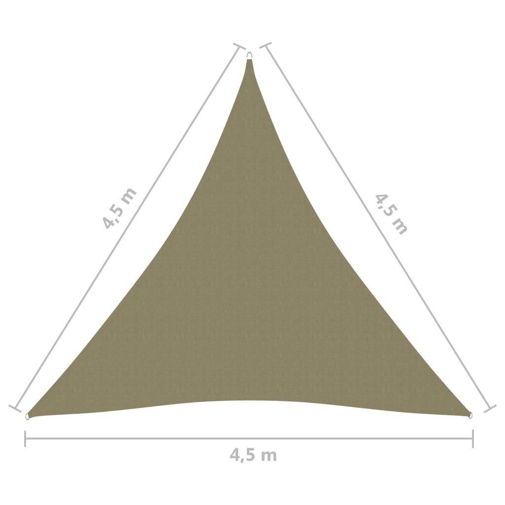 vidaXL Aurinkopurje Oxford-kangas kolmio 4,5x4,5x4,5 m beige