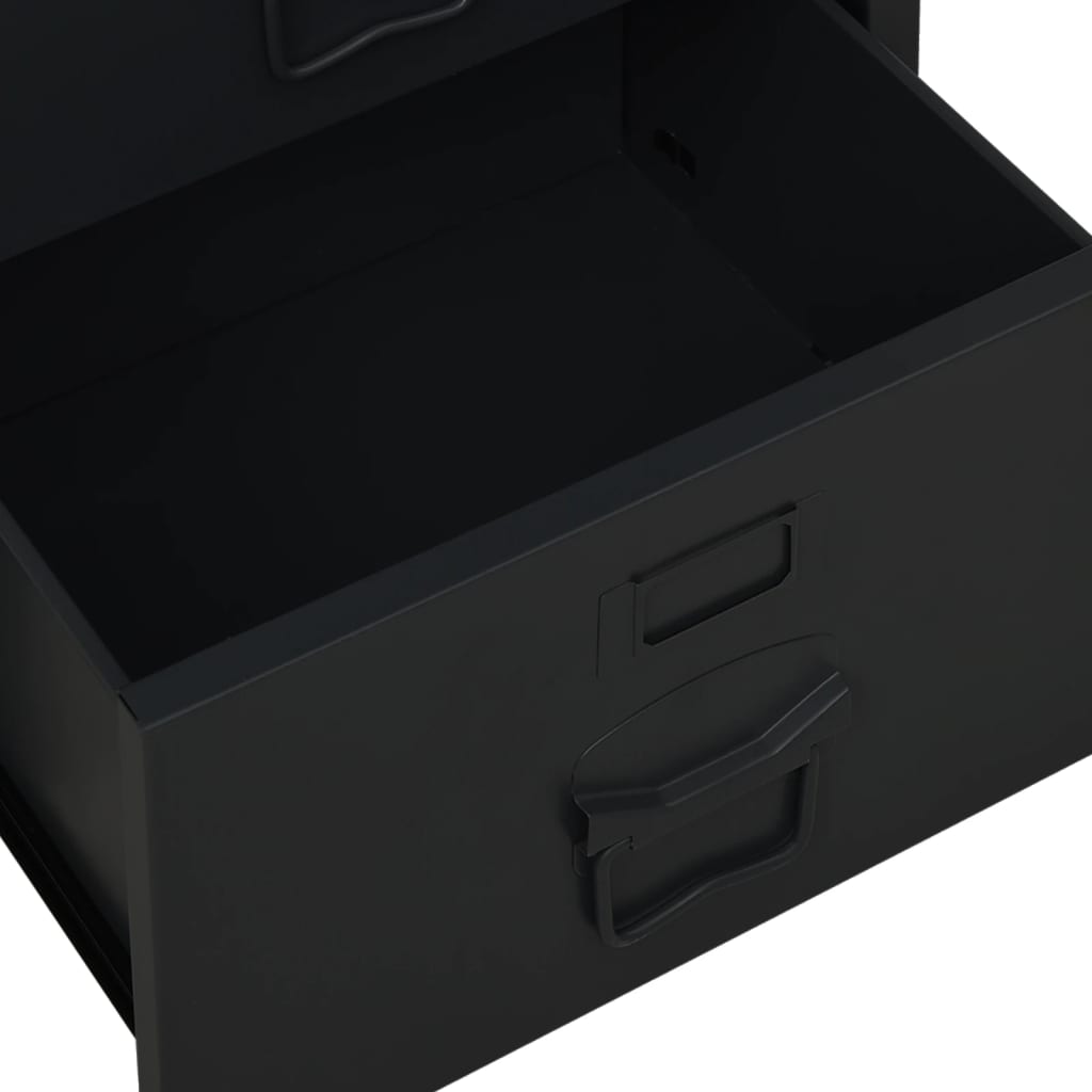 vidaXL Teollinen työpöytä laatikoilla musta 105x52x75 cm teräs