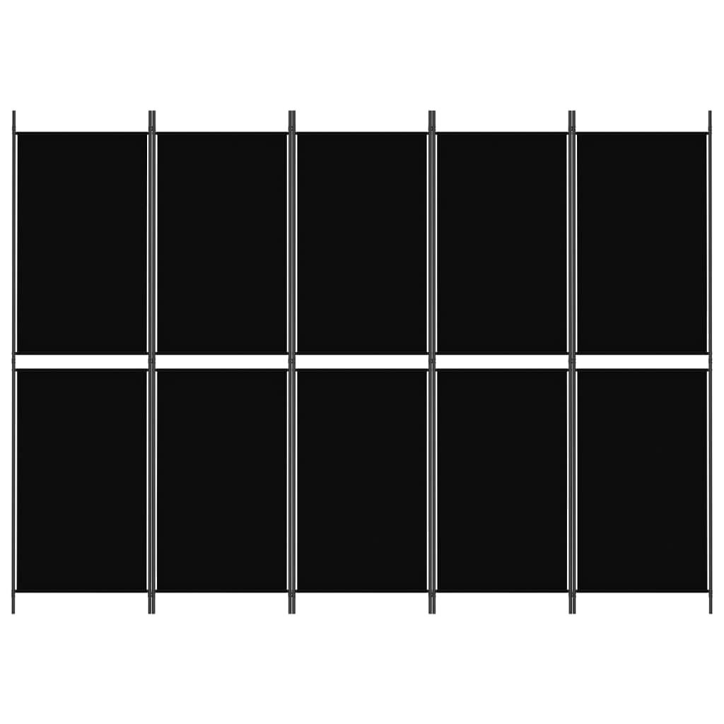 vidaXL 5-paneelinen Tilanjakaja musta 250x180 cm kangas