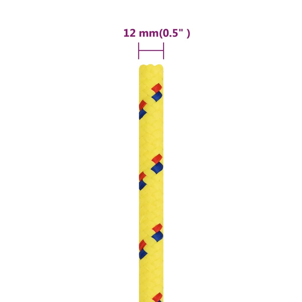 vidaXL Veneköysi keltainen 12 mm 25 m polypropeeni