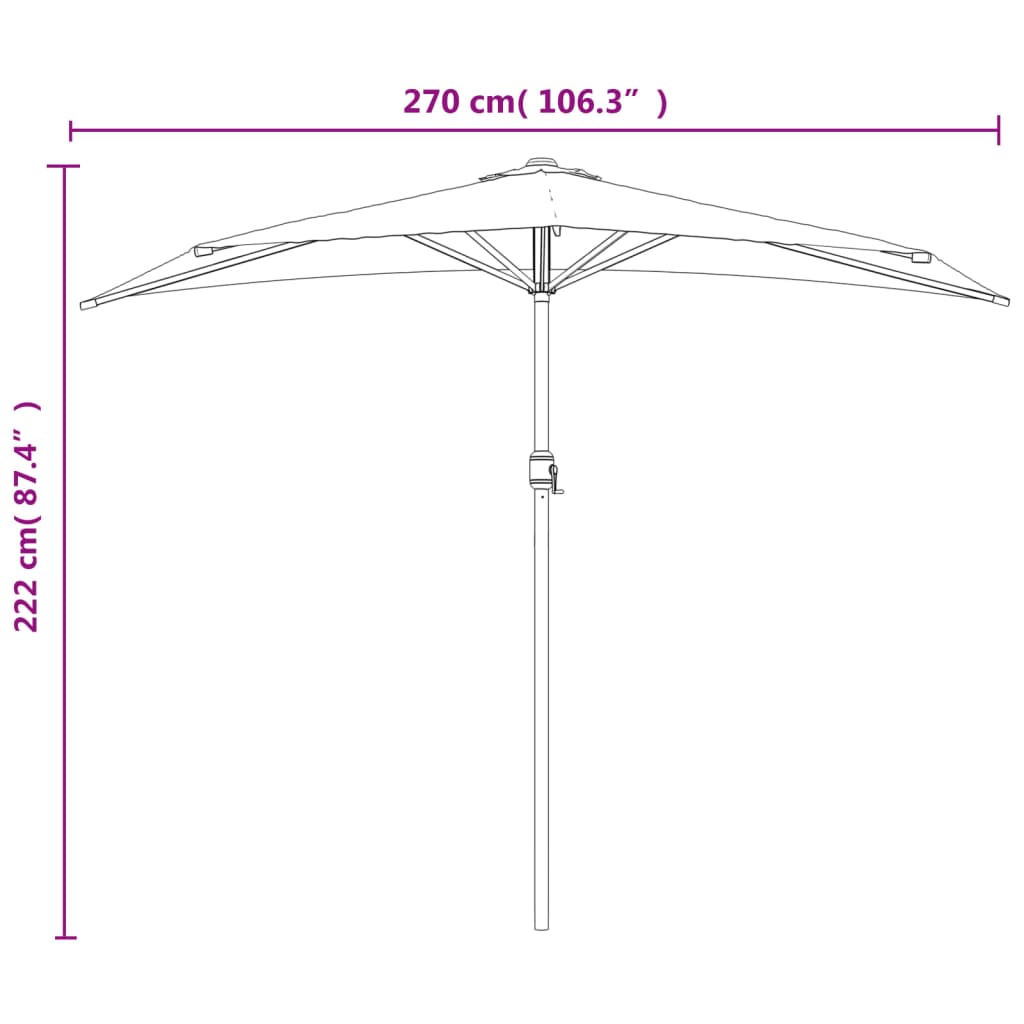 vidaXL Aurinkovarjo ulkotiloihin alumiinitanko 270x144 cm hiekka