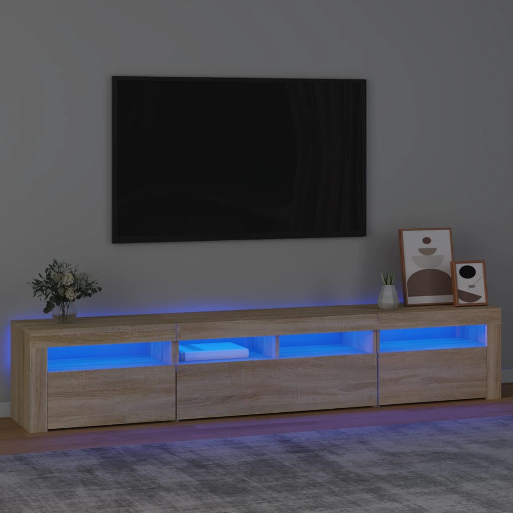 vidaXL TV-taso LED-valoilla Sonoma-tammi 210x35x40 cm