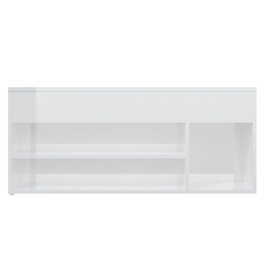 vidaXL Kenkien säilytyspenkki korkeakiilto valkoinen 105x30x45 cm levy