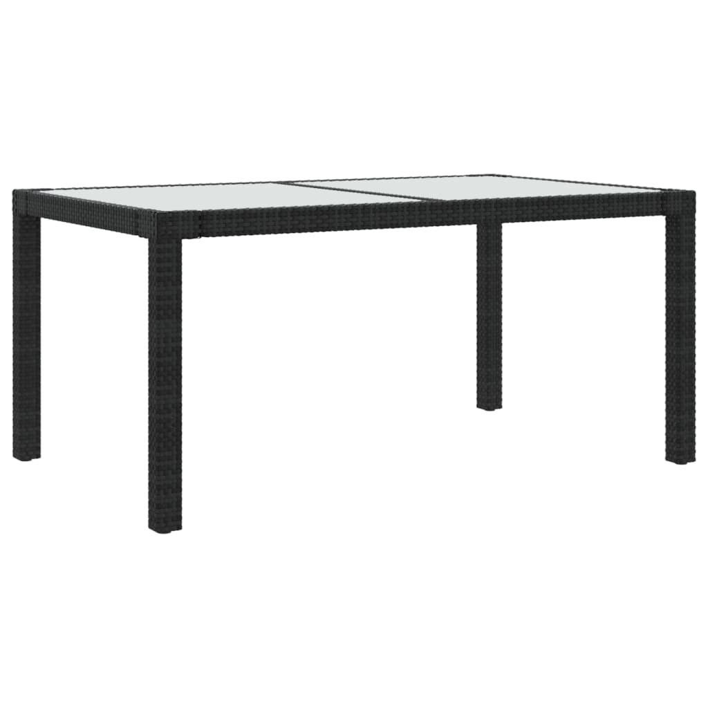vidaXL Puutarhapöytä 150x90x75cm karkaistu lasi ja polyrottinki musta