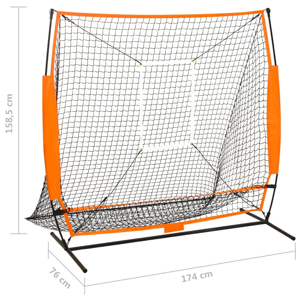 vidaXL Baseball-harjoitusverkko useaan lajiin musta 174x76x158,5 cm
