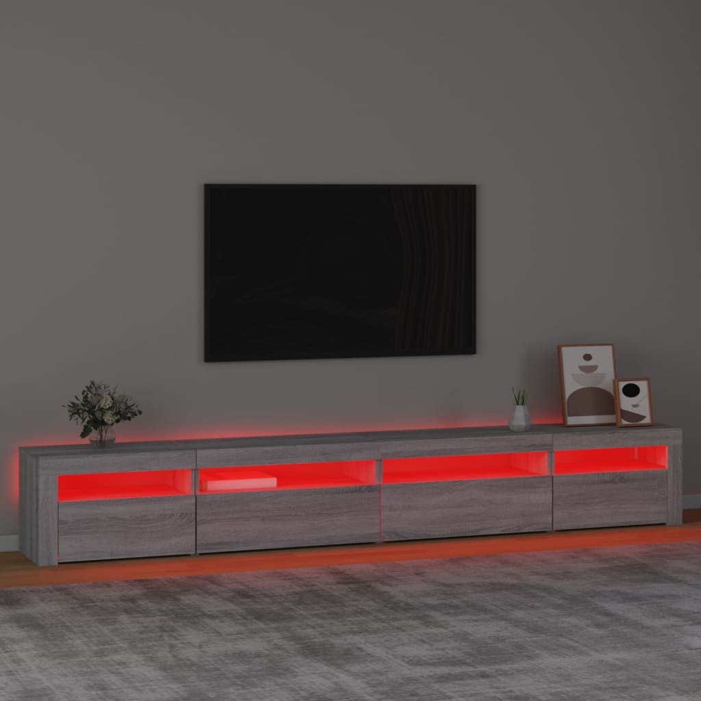 vidaXL TV-taso LED-valoilla harmaa Sonoma 270x35x40 cm