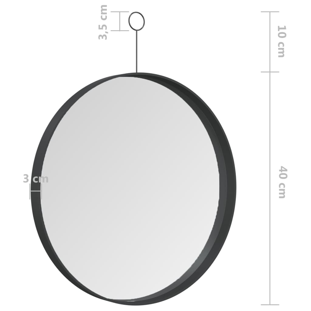 vidaXL Riippuva peili koukulla 40 cm musta