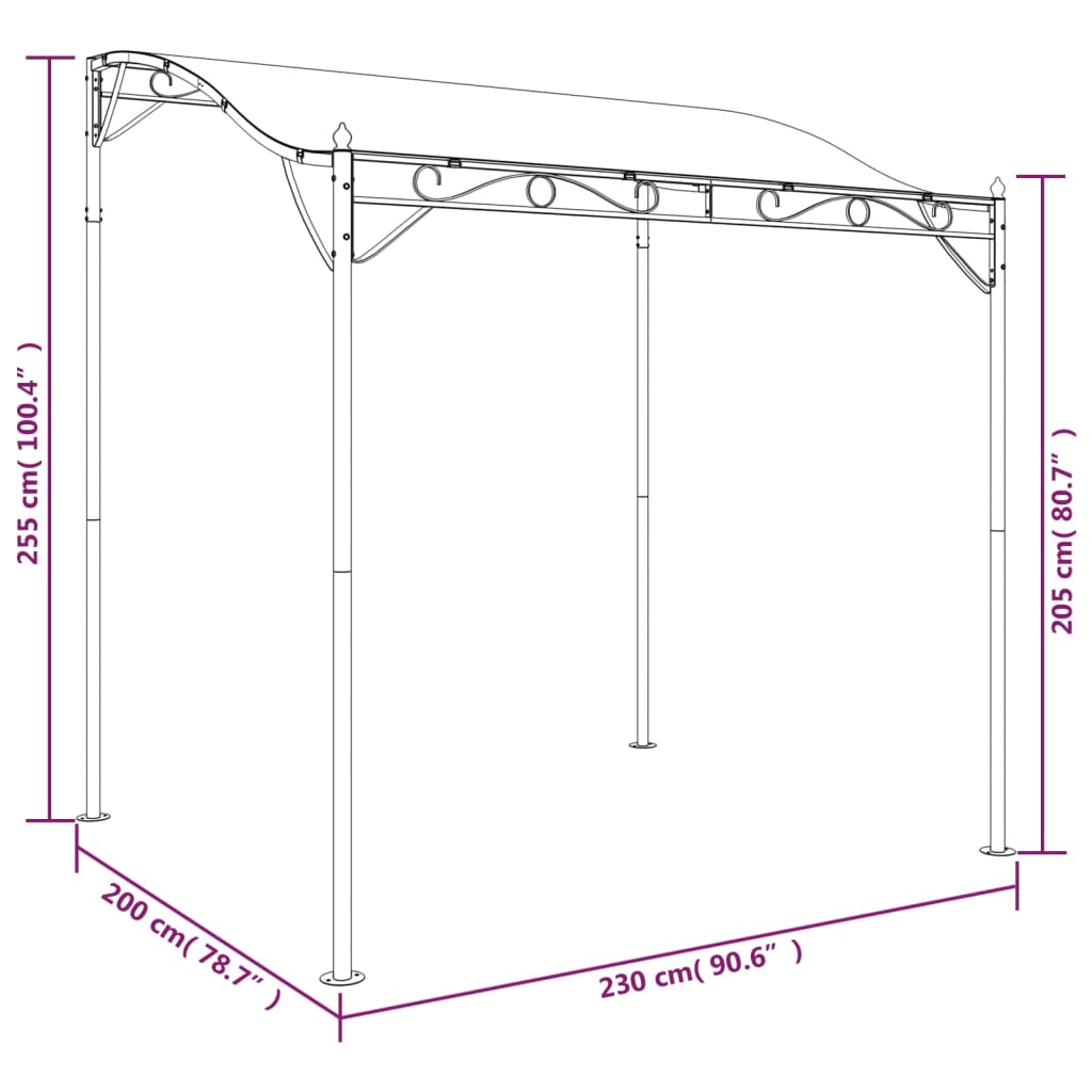 vidaXL Katos kerma 2x2,3 m 180 g/m² kangas ja teräs