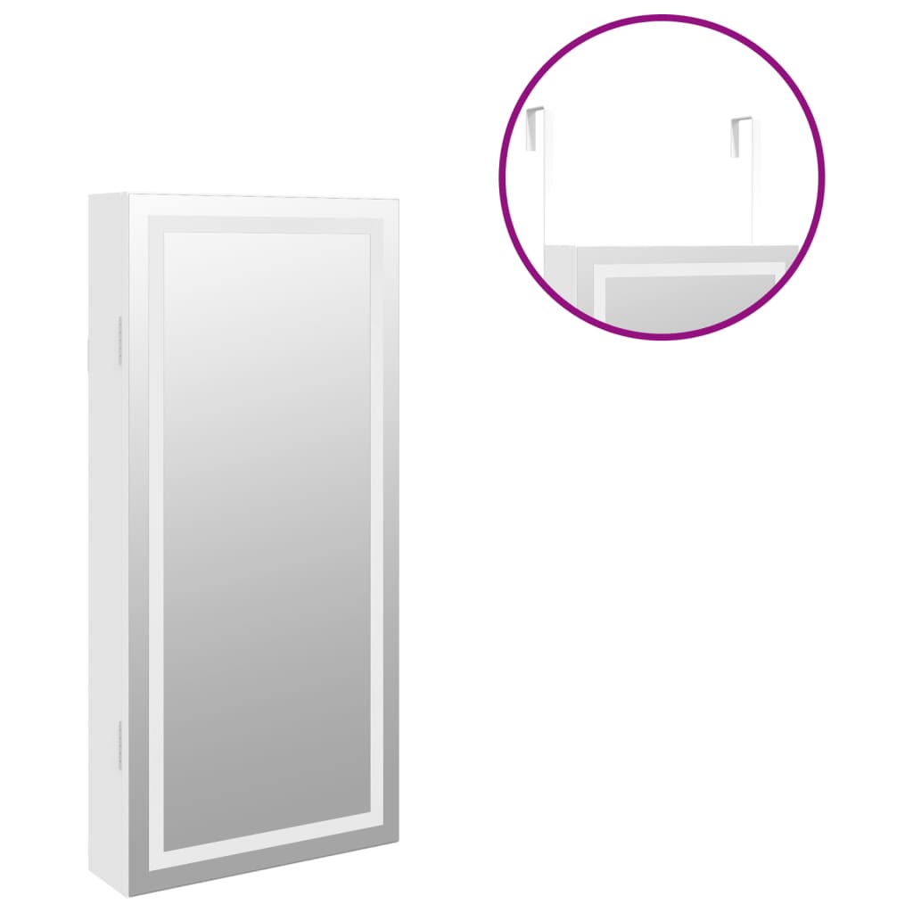 vidaXL Peilikorukaappi LED-valoilla seinälle asennettava valkoinen