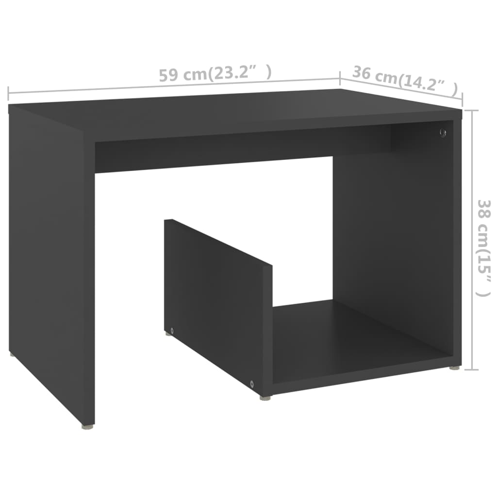 vidaXL Sivupöytä harmaa 59x36x38 cm lastulevy