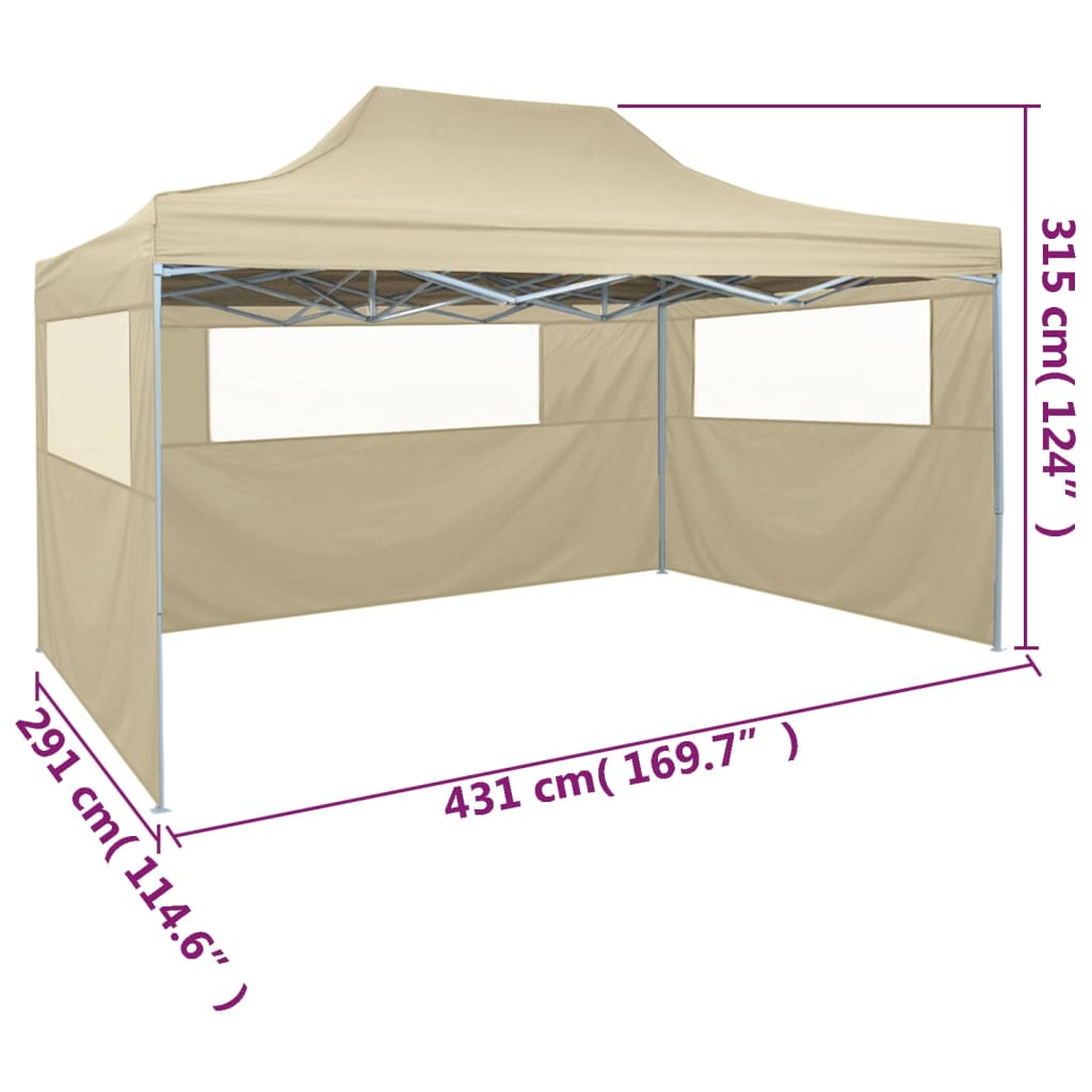vidaXL kokoontaitettava teltta 3:lla seinällä 3x4,5 m kerma