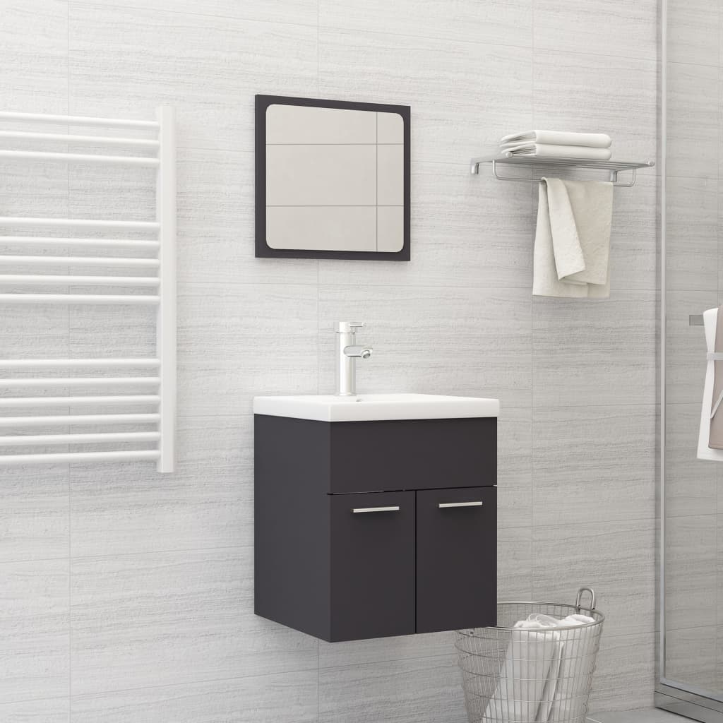 vidaXL 2-osainen kylpyhuoneen kalustesarja harmaa lastulevy