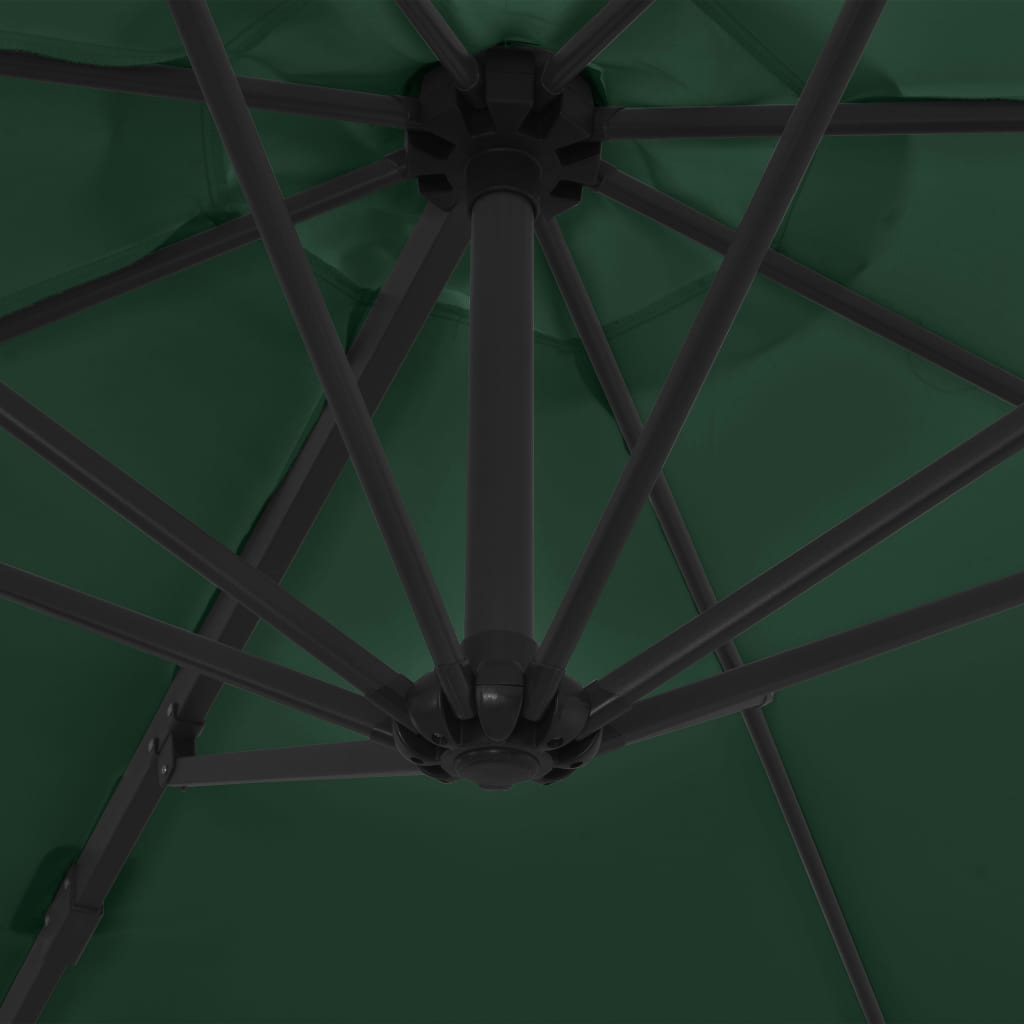 vidaXL Riippuva aurinkovarjo teräspylväällä 300 cm vihreä