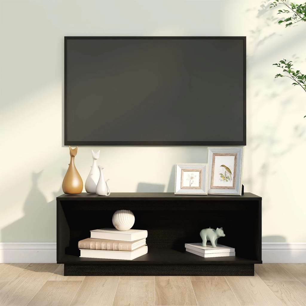 vidaXL TV-taso musta 60x35x35 cm täysi mänty